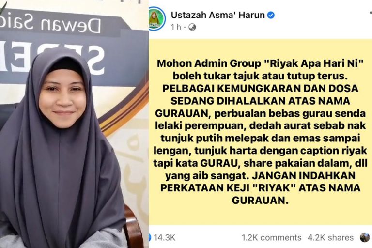 Ustazah Asma’ Harun tegur page ‘riak apa hari ni’. Dosa sedang dihalalkan atas nama gurauan