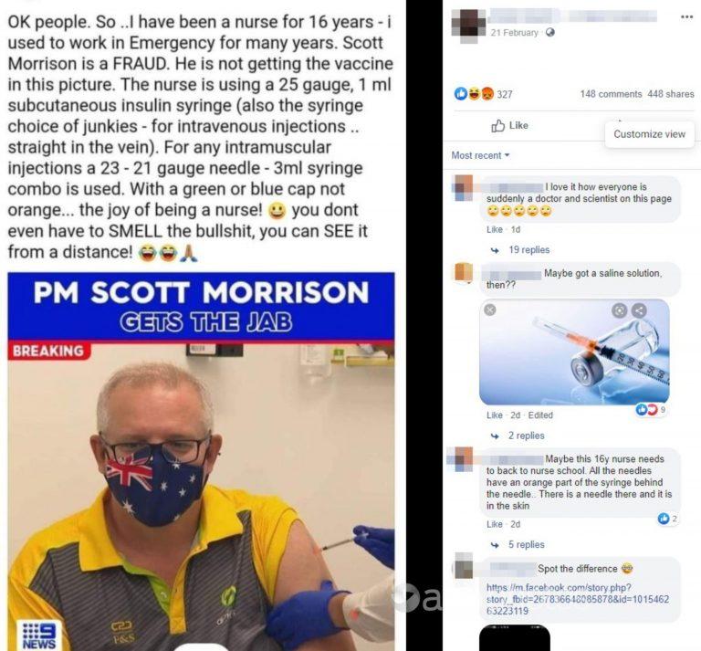 Warna jarum? Skrip sama di Australia diulangi antivaksin