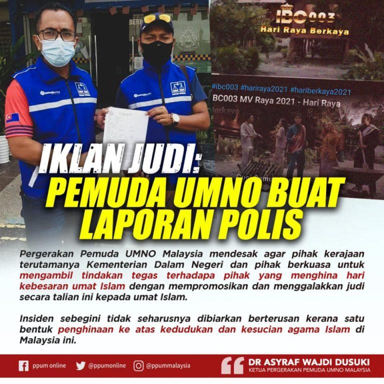 Pemuda UMNO repot polis iklan judi, desak KDN bertegas