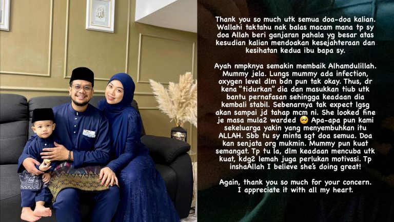 Ibu & bapa Tasha Manshahar positif Covid-19 -“Doktor terpaksa ‘tidurkan’ mummy, ada jangkitan paru-paru…”