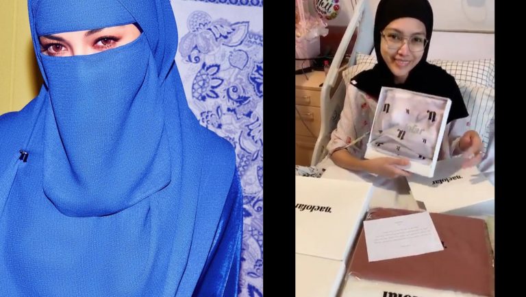 “Saya kagum dia boleh senyum dan ceria dalam kesakitan,” – Neelofa hadiahkan tudung kepada Elyana