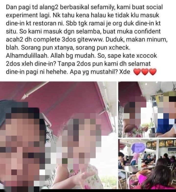 Wanita tular ‘eksperimen sosial’ makan di restoran tanpa vaksin ditahan