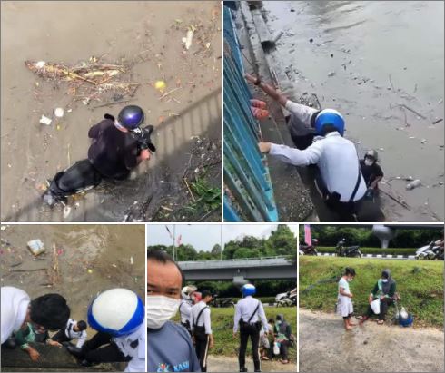 2 polis trafik selamatkan 3 beranak daripada dihanyutkan arus Sungai Klang