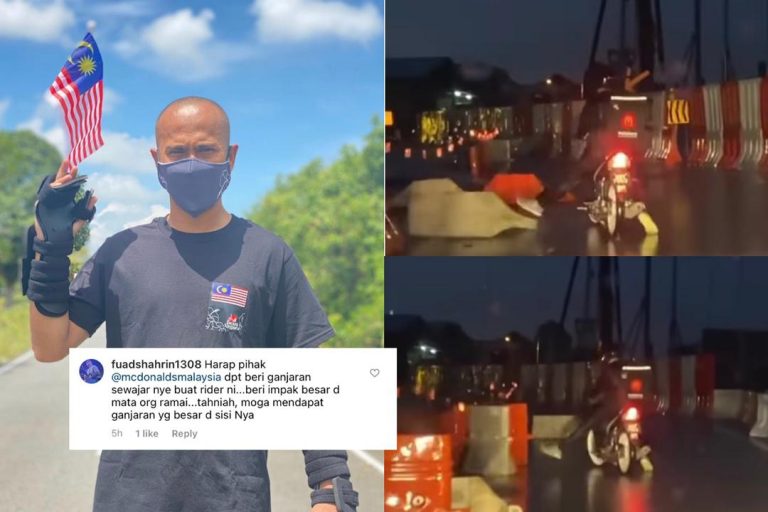 “Dalam kedegilan ada kebaikan,” – Achey puji abang rider ketepikan  halangan jalan. Netizen mohon McD beri ganjaran