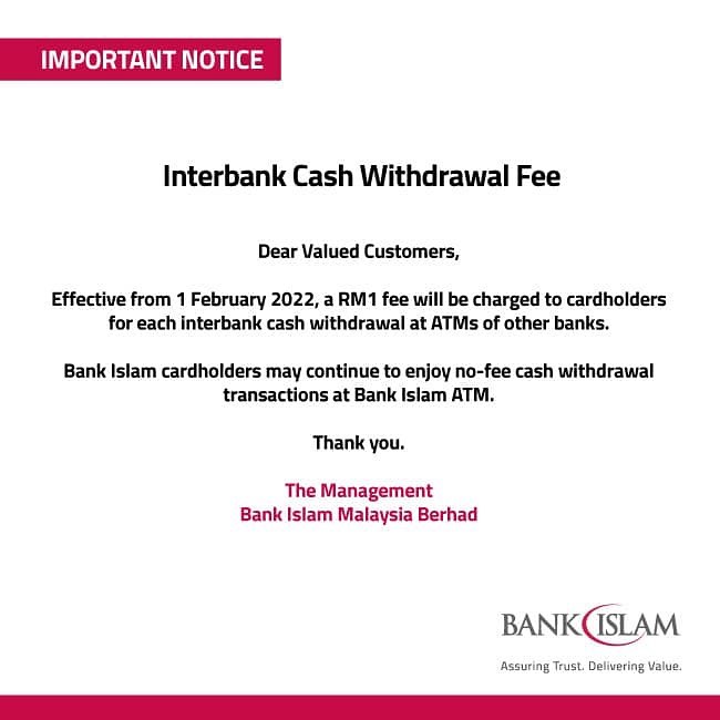 Bank-bank kembali kenakan caj RM1, percuma di ATM bank sendiri