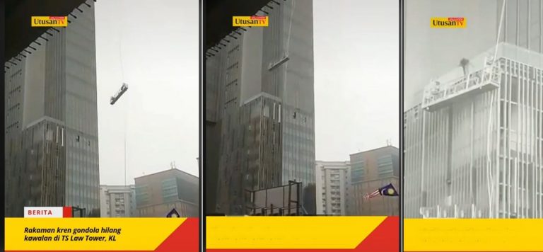 Gondola selenggara bangunan berpusing ketika ribut, JKKP arah henti operasi