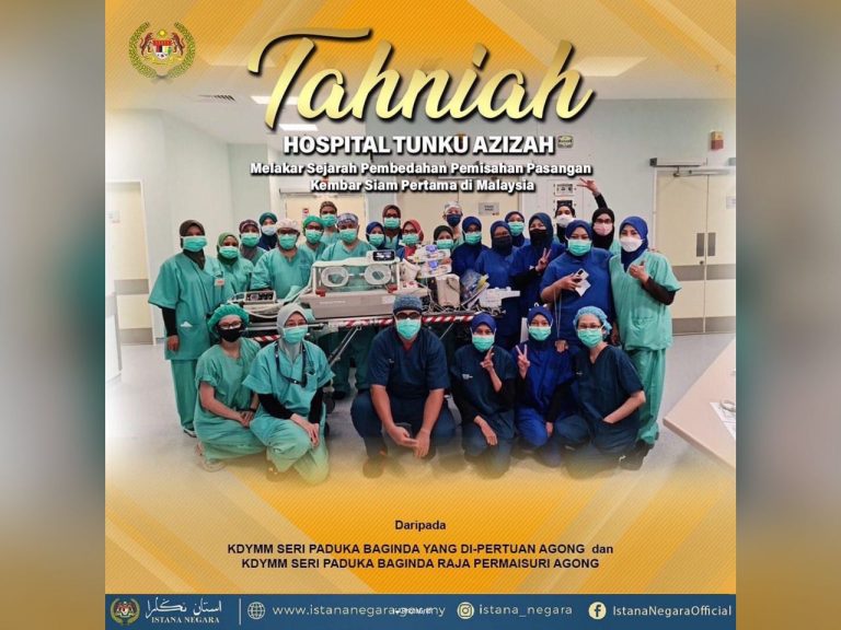 Pembedahan kembar siam: Agong, Raja Permaisuri zahir ucapan tahniah kepada HTA