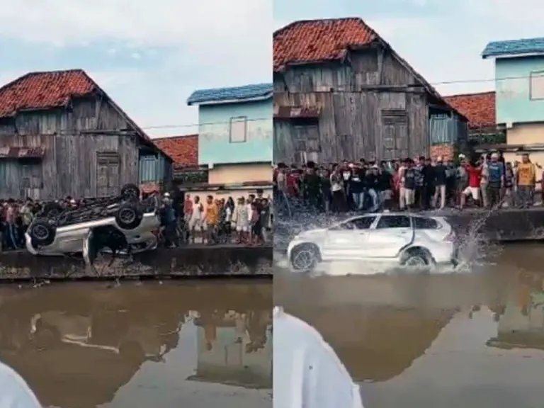 Penduduk tolak Avanza masuk sungai selepas langgar orang kampung