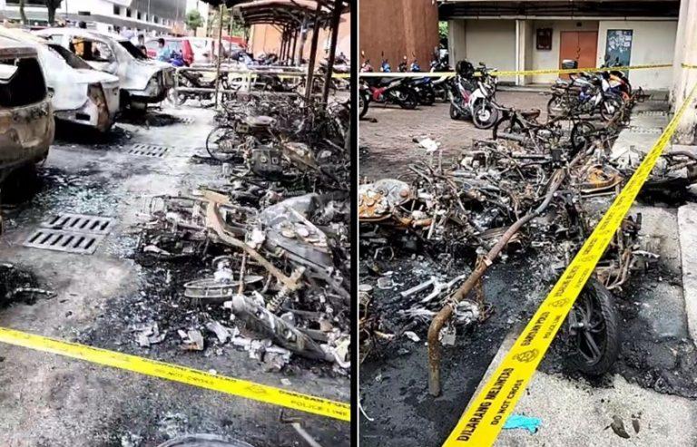 50 motosikal, 4 kereta musnah dalam kebakaran di tempat parkir PPR Taman Intan Baiduri