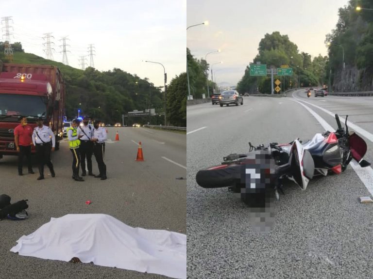 Penunggang maut langgar belakang lori dekat susur Bukit Lanjan