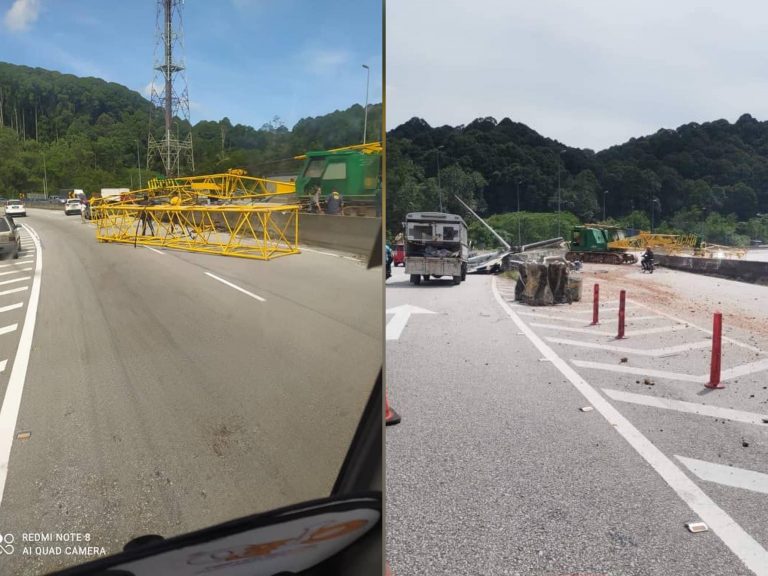 Tali pengikat putus punca kren terjatuh di Rawang Bypass