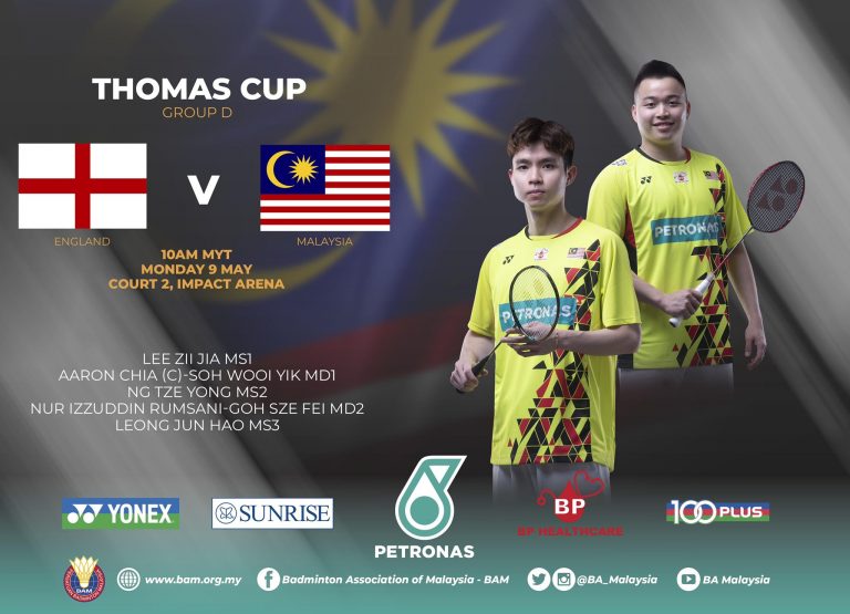 Piala Thomas: Malaysia mula langkah kanan, jinakkan England 5-0