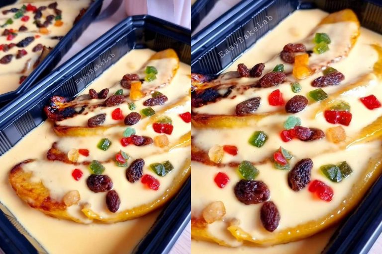 Pisang karamel sos kastard, sedap dimakan sejuk. Boleh bikin ketagih