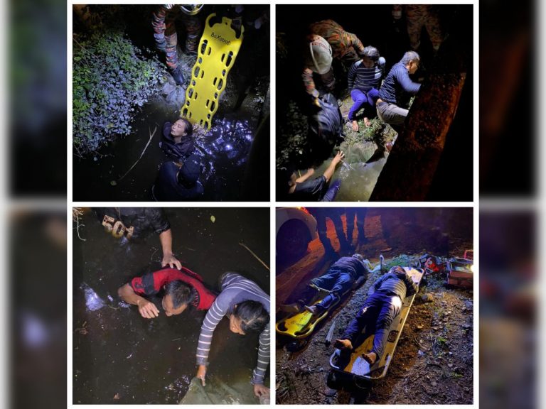 Lima PATI dicekup selepas kereta terbabas ke dalam longkang