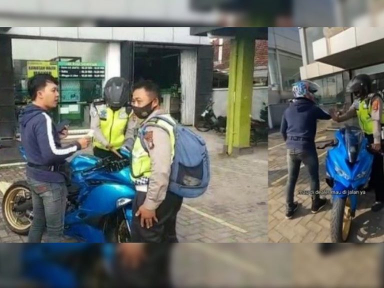 Kecoh motosikal ‘bau’ kedai disaman polis trafik