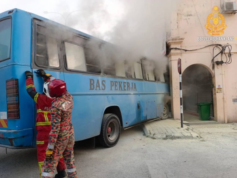 Pekerja kilang cemas bas dinaiki terbakar sebelum bergerak sendiri