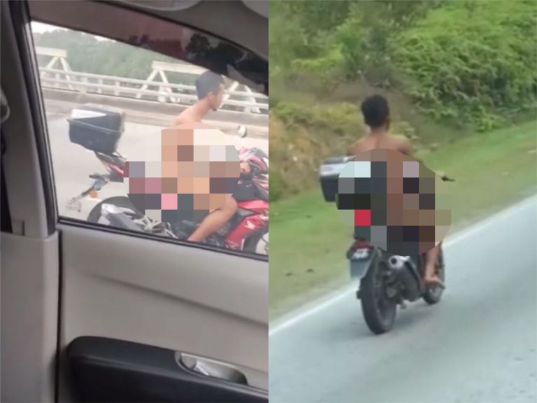 Kecoh lelaki bogel tunggang motosikal