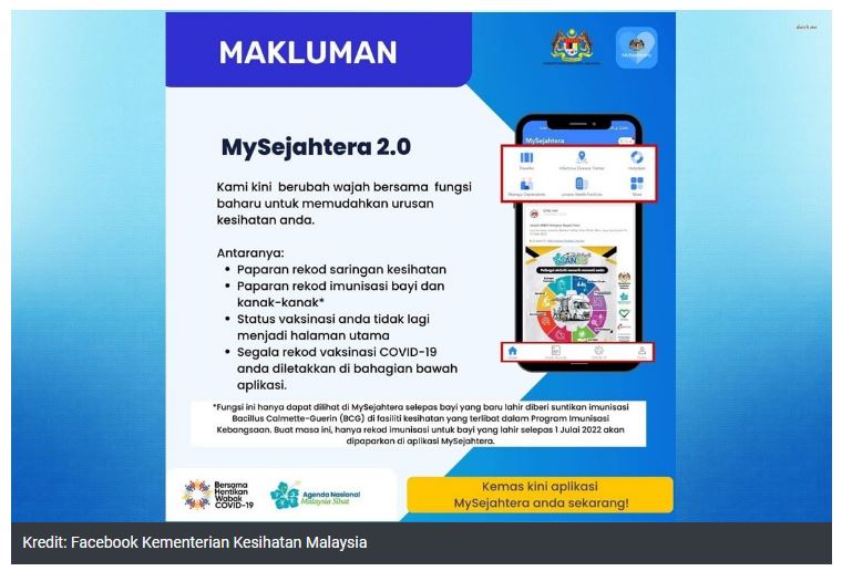 MySejahtera kini berwajah baharu, pantau tahap kesihatan pengguna