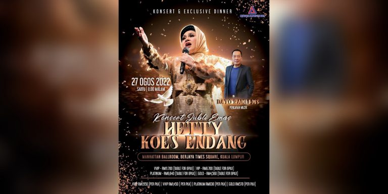 Sempena bulan Kemerdekaan, harga tiket konsert Hetty Koes Endang diberi diskaun