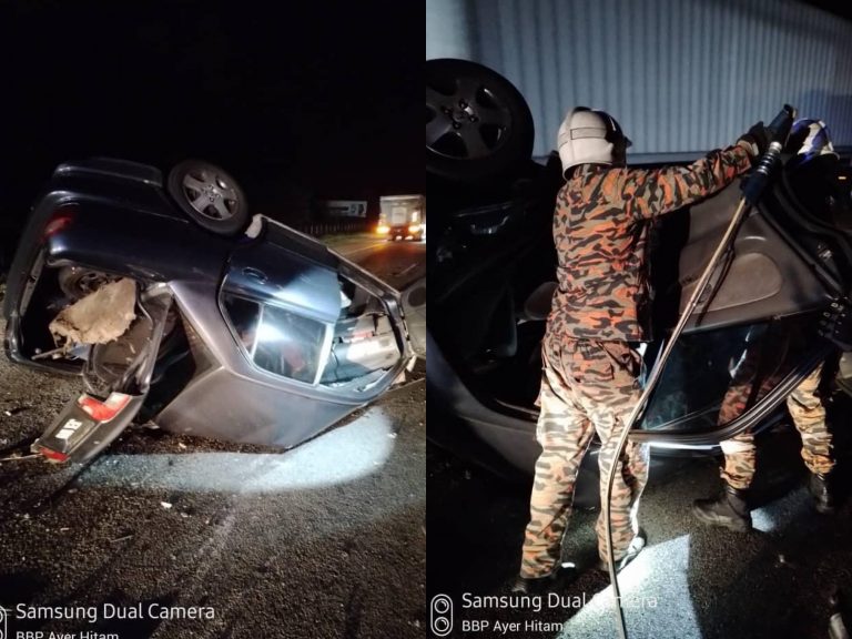 Pemandu kereta lawan arus maut tersepit bertembung bas
