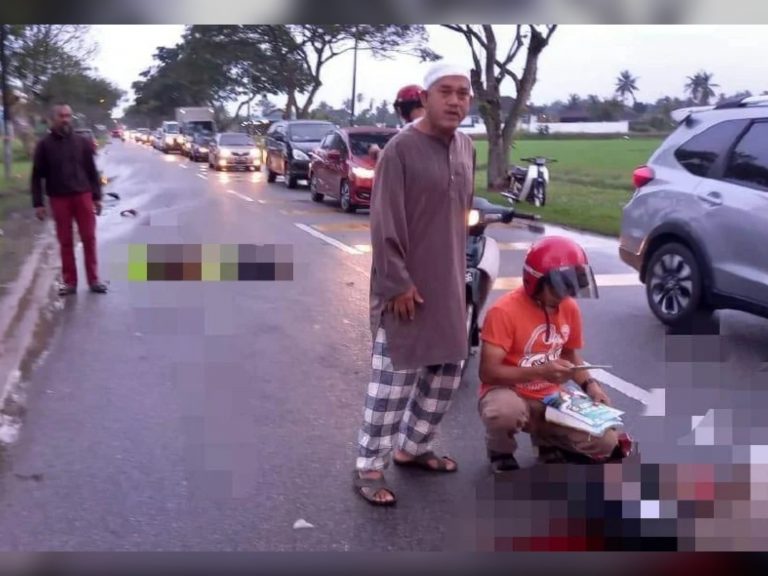 Dua beranak maut kemalangan motosikal