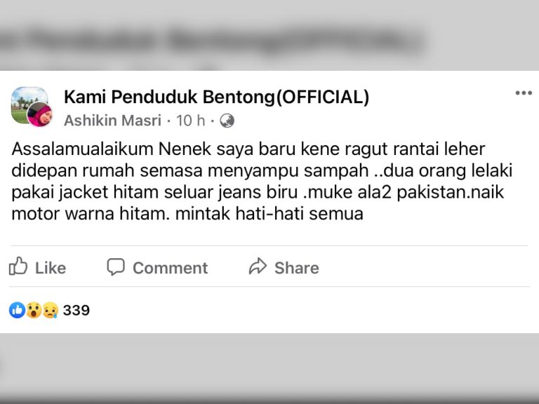 Polis sahkan tiga kes ragut di Bentong dalam tempoh dua hari