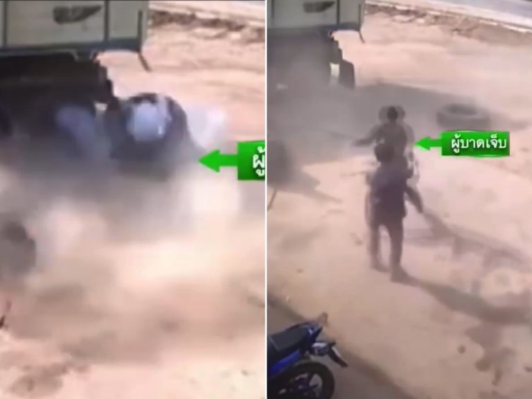 Remaja nyaris maut, tayar lori meletup ketika pam angin