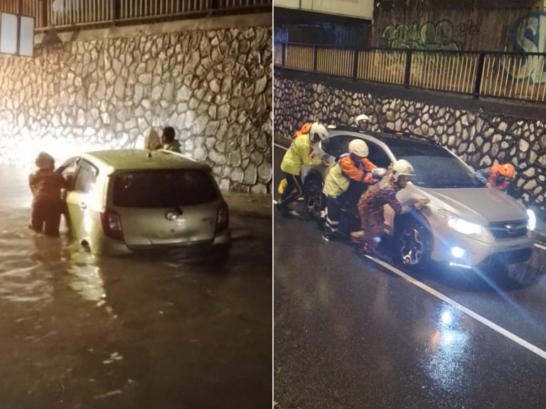 Dua kenderaan tenggelam di Jalan Chan Sow Lin