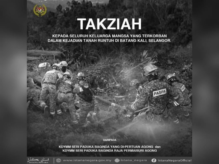 Agong, Permaisuri dukacita, ucap takziah keluarga mangsa tragedi tanah runtuh