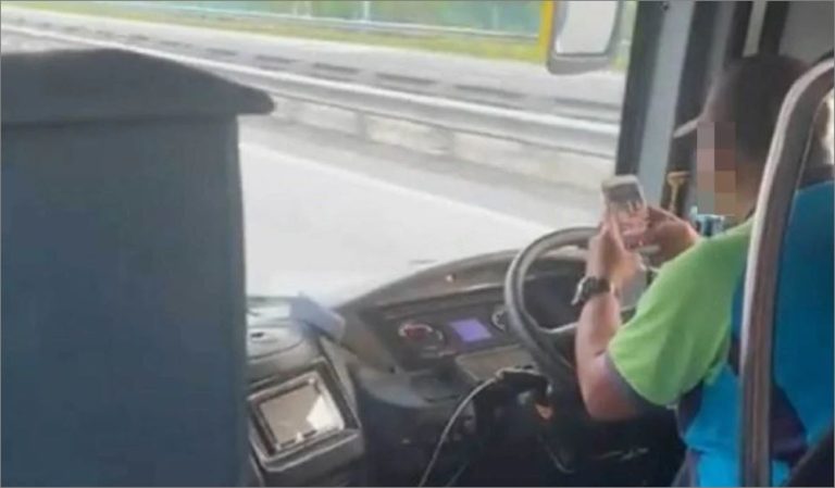 Padah pandu guna telefon, pemandu bas tular disaman