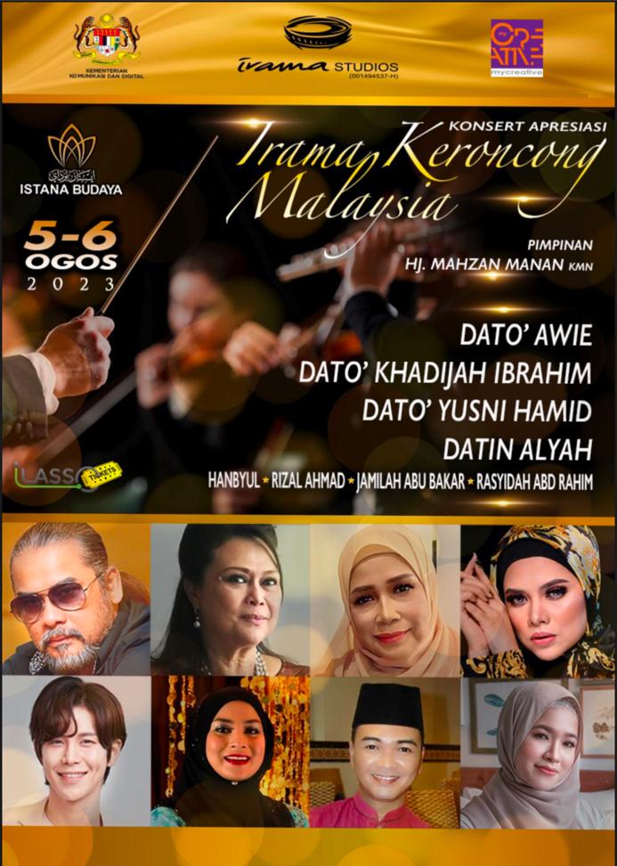 Konsert Apresiasi Irama Keroncong bakal bergema di Istana Budaya, himpun nama-nama besar penyanyi popular