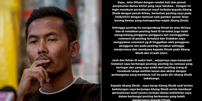 John Dihani akhirnya mengaku khilaf, mohon maaf di IG