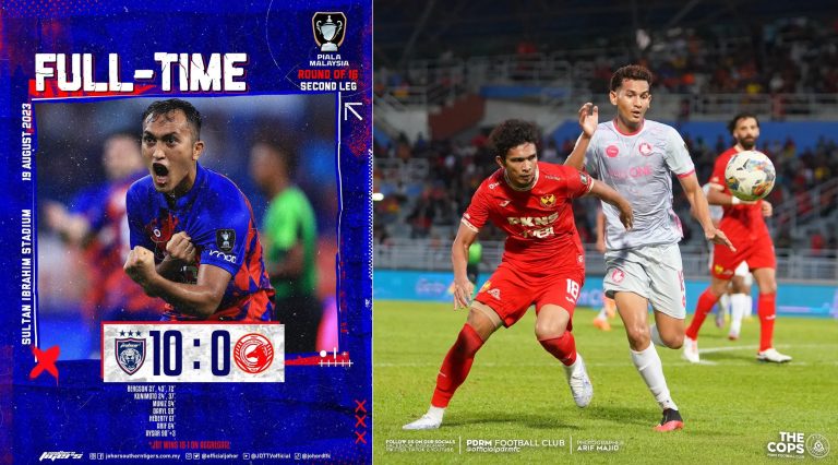 JDT berpesta gol belasah Kelantan FC 10-0, Selangor layak ke suku akhir walaupun tewas kepada PDRM