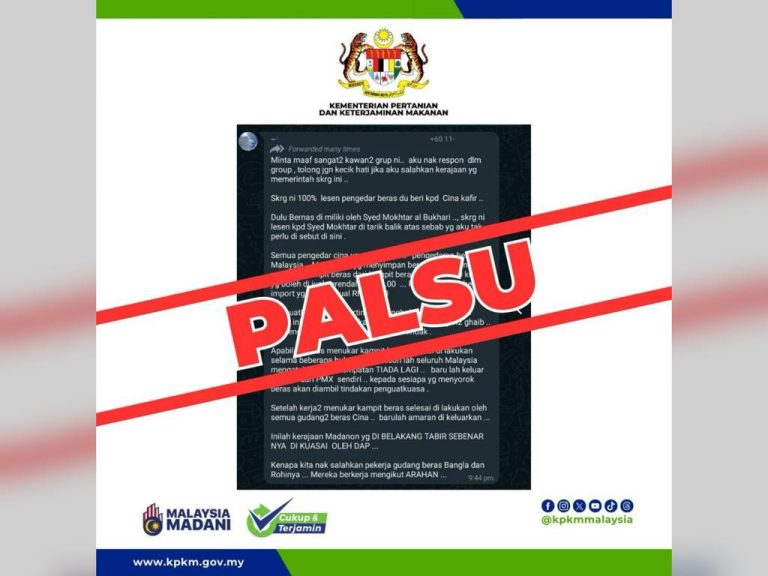 Kerajaan tak tarik balik konsesi beras Bernas, mesej tular palsu