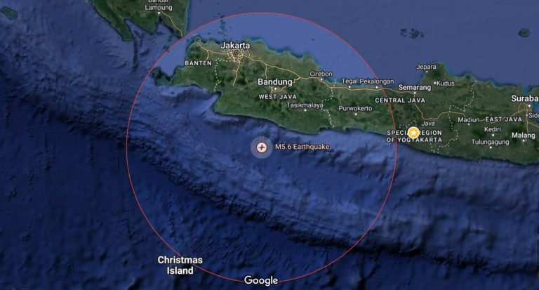 Gempa bumi sederhana landa Jawa, Indonesia