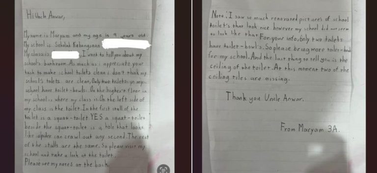 Terima kasih Maryam, saya akan percepat selesaikan masalah tandas sekolah – PM Anwar