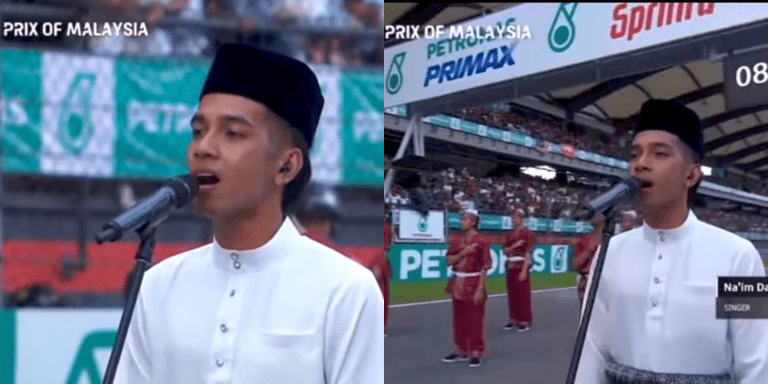 Lengkap berbaju Melayu putih, Naim Daniel sebak dapat nyanyi lagu Negaraku di MotoGP