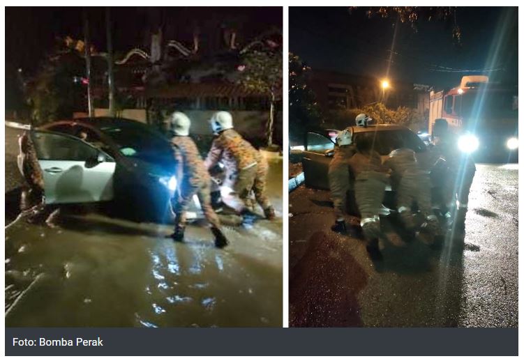 Bomba selamatkan 2 wanita terperangkap dalam kereta ketika banjir kilat