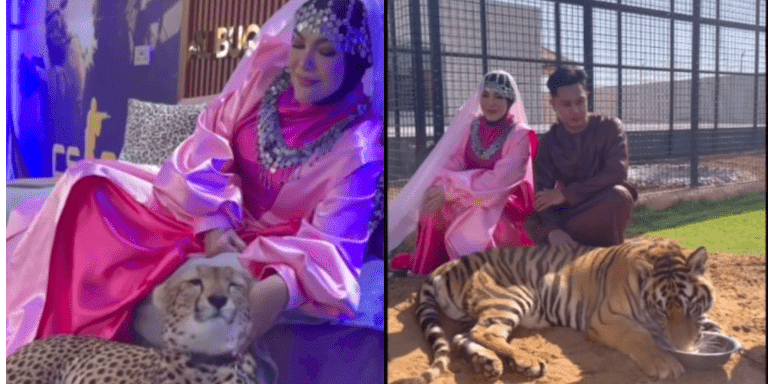 Kolaborasi pertama minyak wangi Umie Aida & Alha Alfa, rakam video promosi cecah ratusan ribu ringgit di Dubai bersama harimau