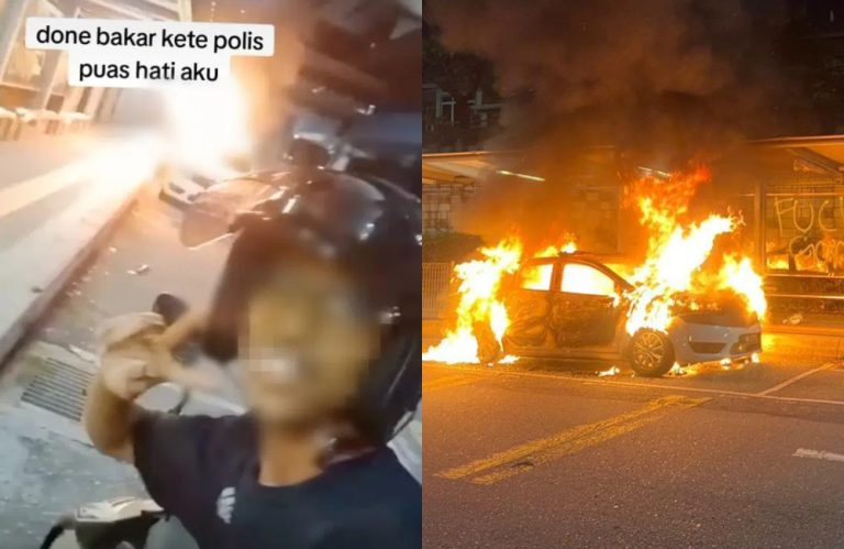 Penghantar makanan bakar kereta polis bantuan direman empat hari