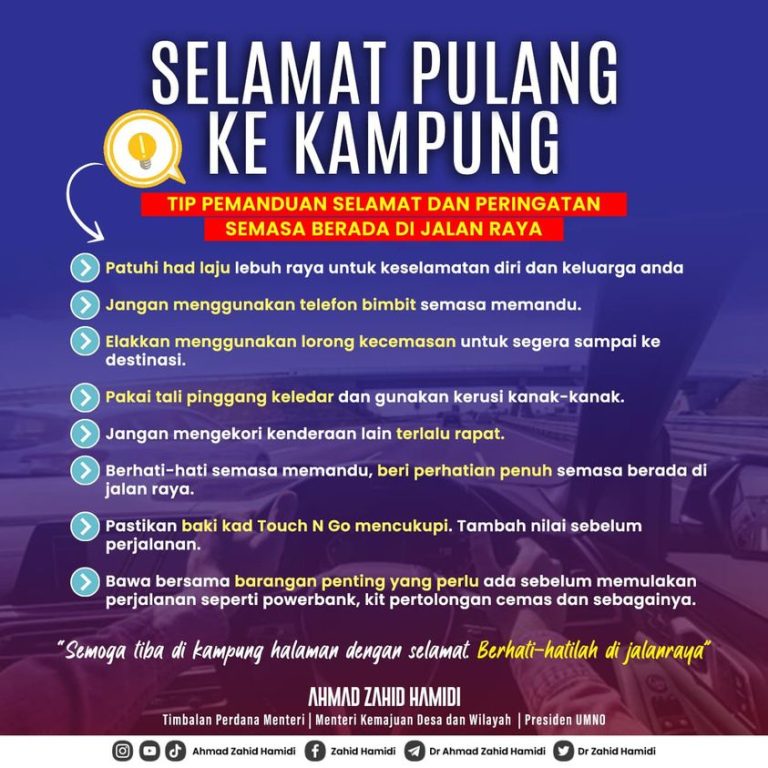 Jaga keselamatan diri, keluarga dalam keterujaan balik kampung – Zahid Hamidi