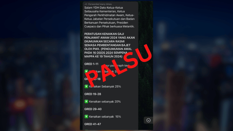 Mesej tular kenaikan gaji penjawat awam adalah palsu – MOF