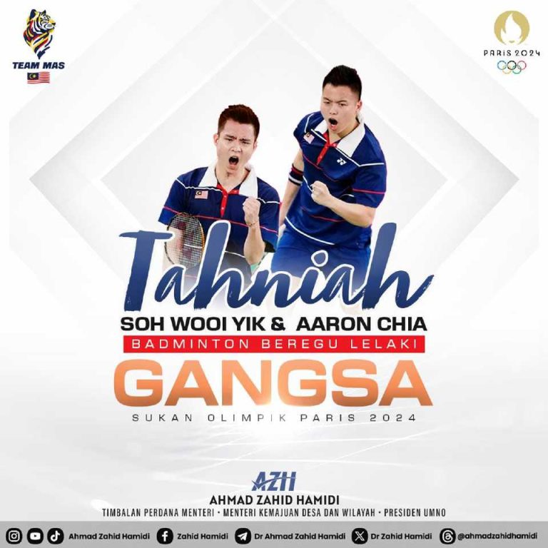 Paris 2024: TPM, menteri ucap tahniah buat Aaron-Wooi Yik peroleh pingat pertama