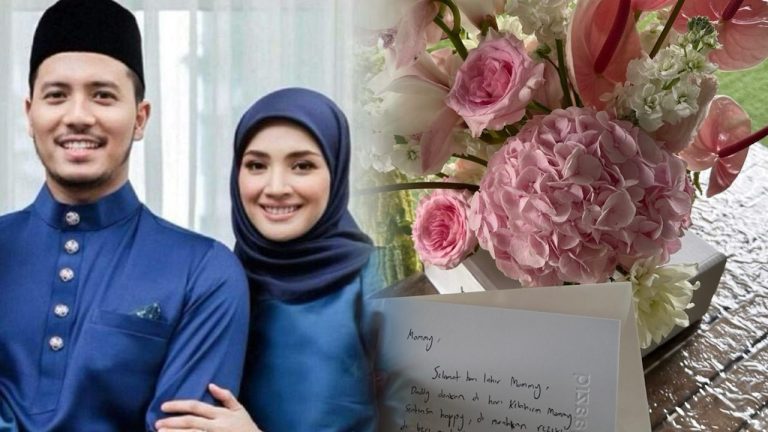 “Selamat hari lahir Mommy” – Fattah Amin hadiahkan jambangan bunga & kad ucapan, kek hari jadi daripada keluarga raih perhatian