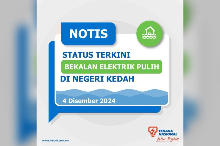 Bekalan elektrik di Kedah pulih sepenuhnya