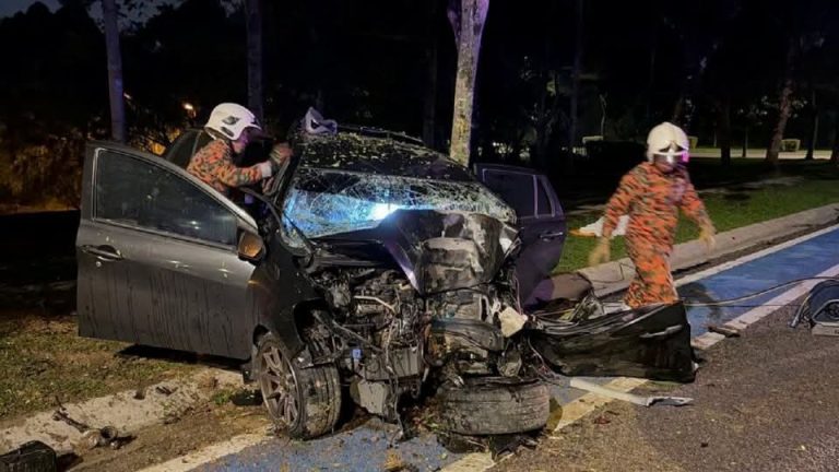 Budak 3 tahun maut, kereta dipandu bapa terbabas langgar pokok