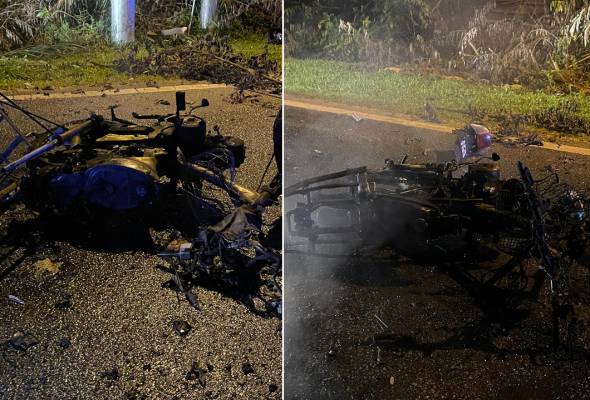 Dua maut, motosikal ditunggang bertembung, terbakar