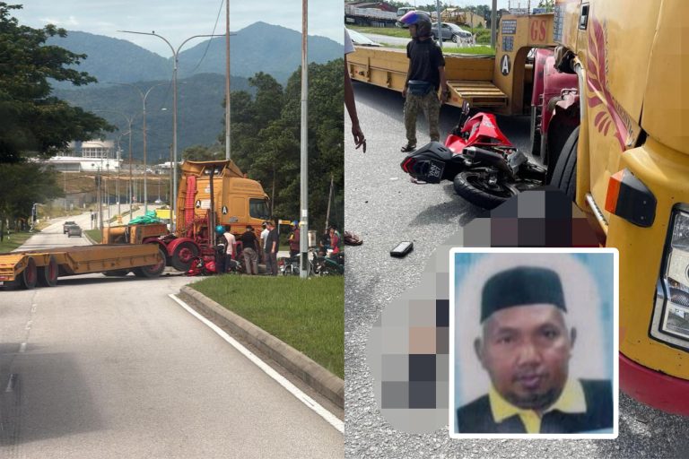 Penunggang motosikal maut rempuh treler buat pusingan U