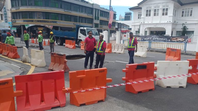 Lubang benam: Jalan Burma ditutup, trafik dilencongkan ke Jalan Dr Lim Chwee Leong