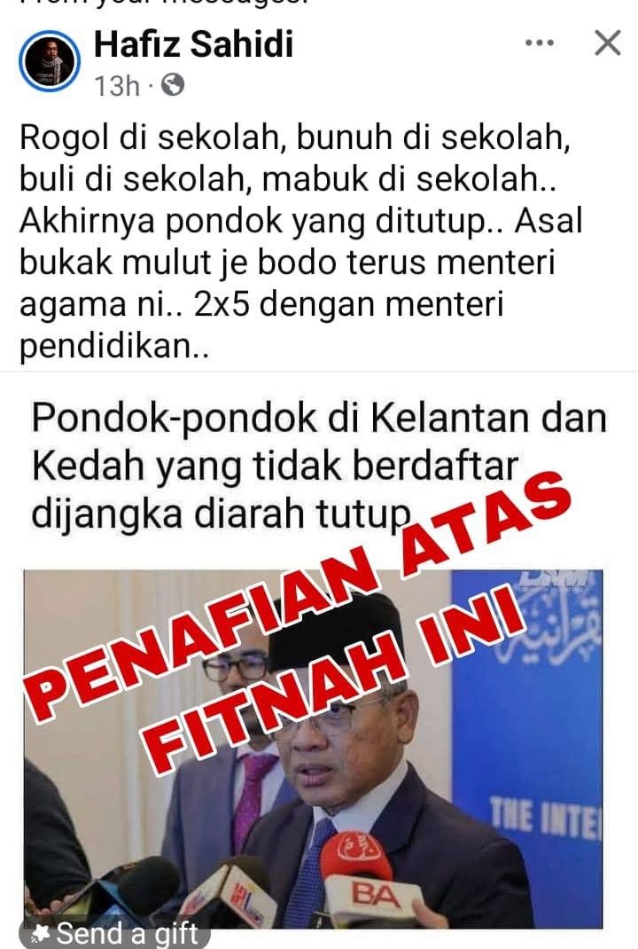 Menteri Agama nafi arah penutupan sekolah-sekolah pondok di Kelantan, Kedah